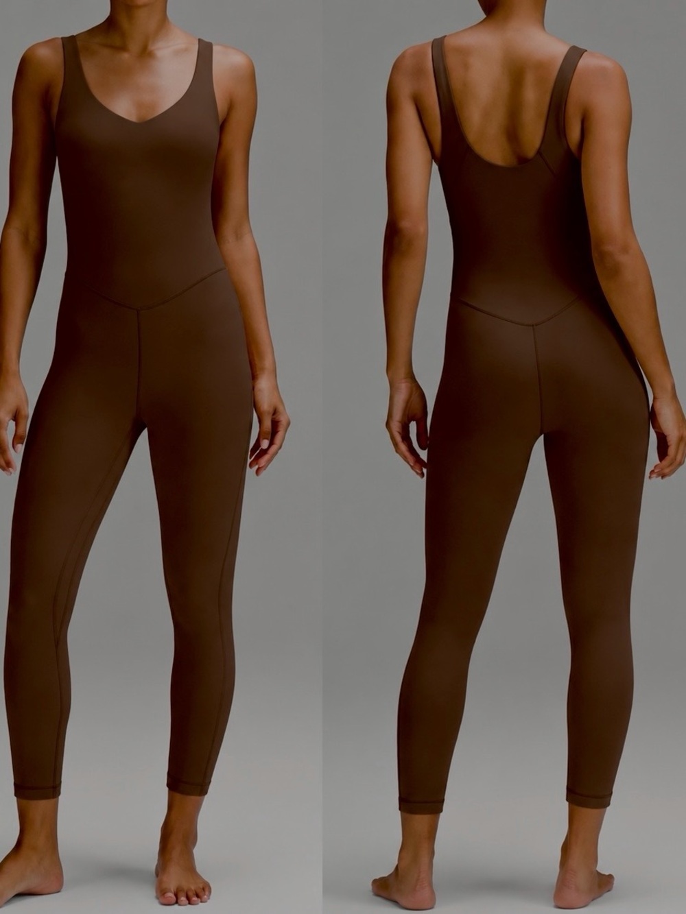 Sleek Brown Fitted Jumpsuit